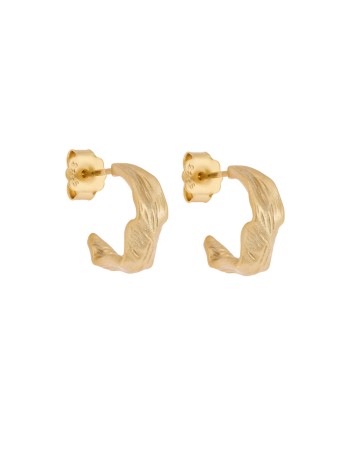 Σκουλαρίκια Senza από επιχρυσωμένο ασήμι 925, Ματ κυματιστό κρικάκι - SSR4462GD