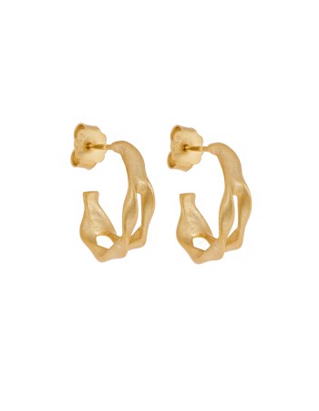 Σκουλαρίκια Senza από επιχρυσωμένο ασήμι 925, Ματ κυματιστό κρικάκι - SSR4463GD