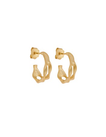 Σκουλαρίκια Senza από επιχρυσωμένο ασήμι 925, Ματ κυματιστό κρικάκι - SSR4463GD