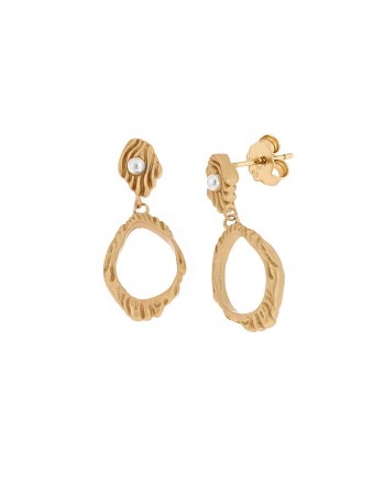 Σκουλαρίκια Senza από επιχρυσωμένο ασήμι 925, Ματ κυματιστό κρικάκι - SSR4464GD