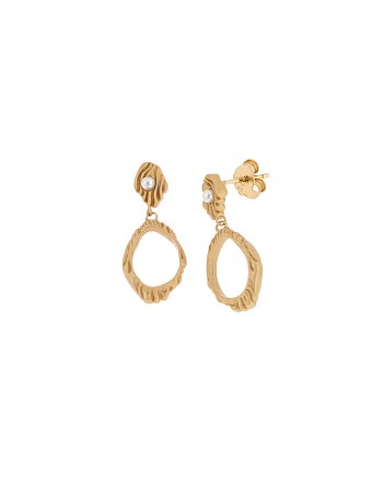 Σκουλαρίκια Senza από επιχρυσωμένο ασήμι 925, Ματ κυματιστό κρικάκι - SSR4464GD