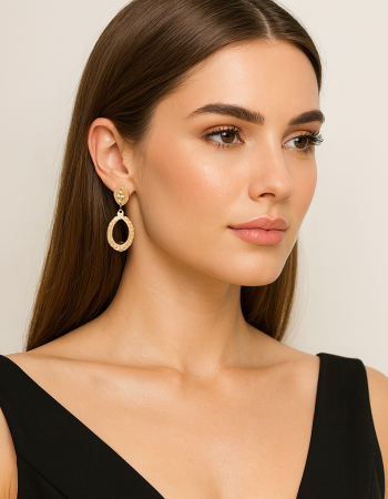 Σκουλαρίκια Senza από επιχρυσωμένο ασήμι 925, Ματ κυματιστό κρικάκι - SSR4464GD