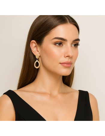 Σκουλαρίκια Senza από επιχρυσωμένο ασήμι 925, Ματ κυματιστό κρικάκι - SSR4464GD