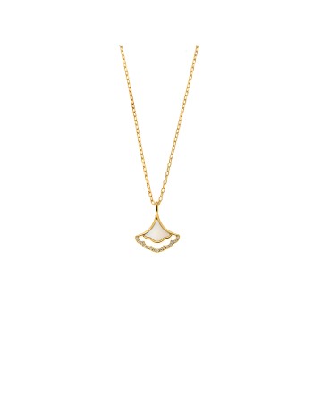 Κολιέ SENZA Gold Plated Ασήμι 925 με Φίλντισι - SSR4465GD