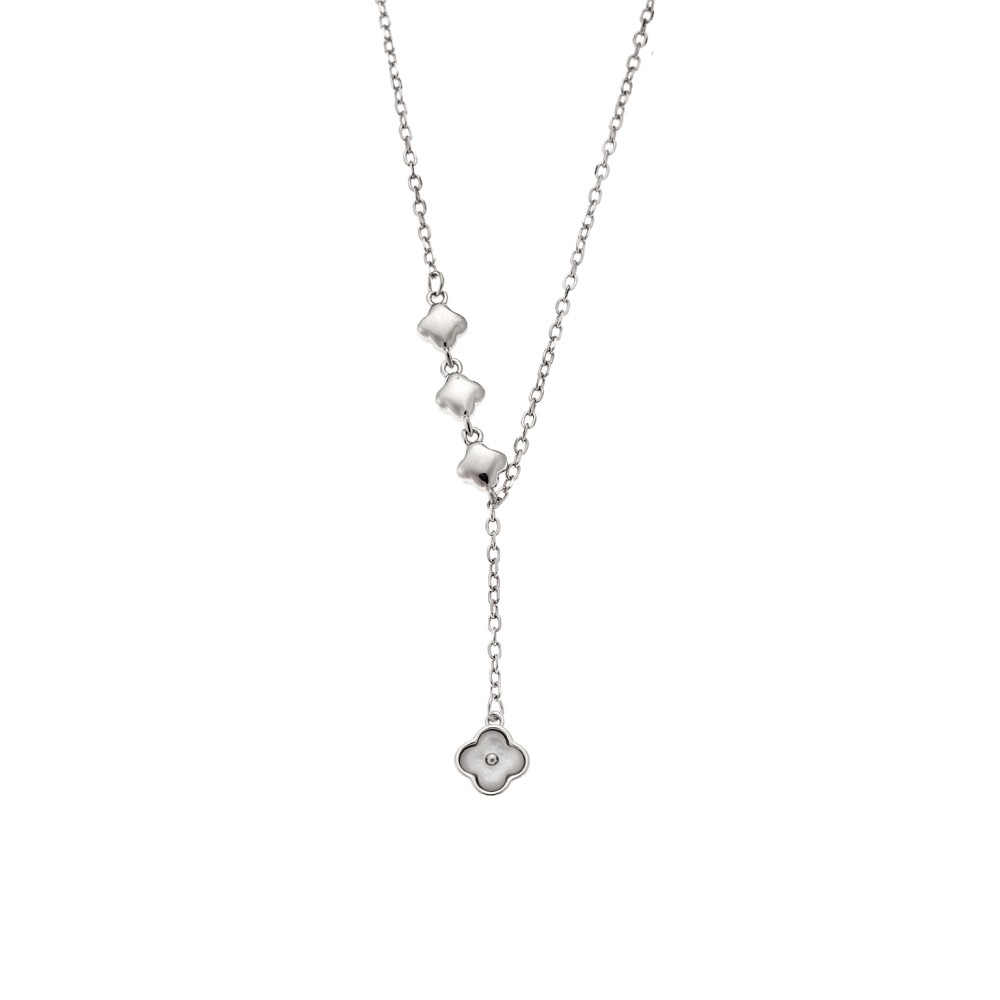 Κολιέ SENZA Rhodium Plated Ασήμι 925 με Φίλντισι - SSR4467SR