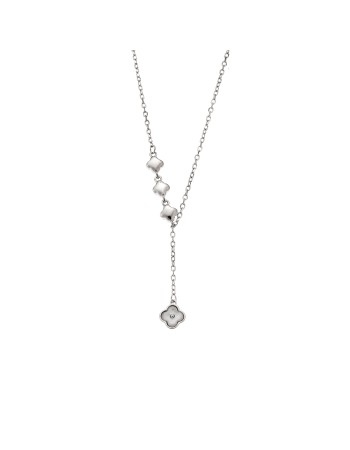 Κολιέ SENZA Rhodium Plated Ασήμι 925 με Φίλντισι - SSR4467SR