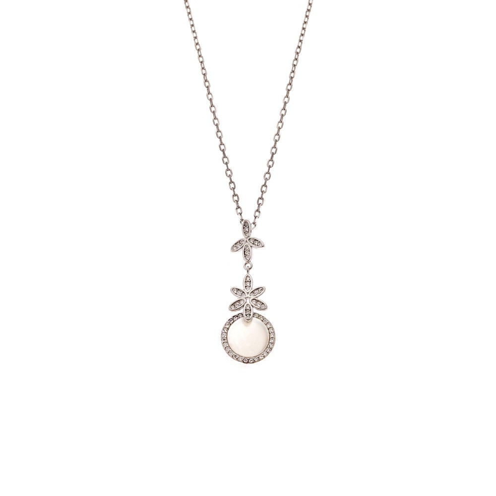 Κολιέ SENZA Rhodium Plated Ασήμι 925 με Φίλντισι - SSR4468SR