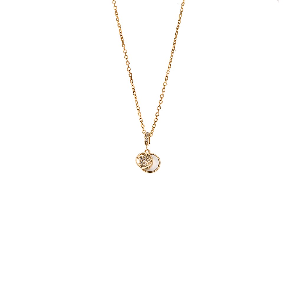 Κολιέ SENZA Gold Plated Ασήμι 925 με Φίλντισι - SSR4470GD