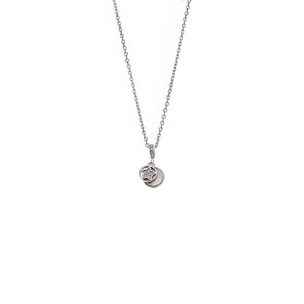 Κολιέ SENZA Rhodium Plated Ασήμι 925 με Φίλντισι - SSR4470SR