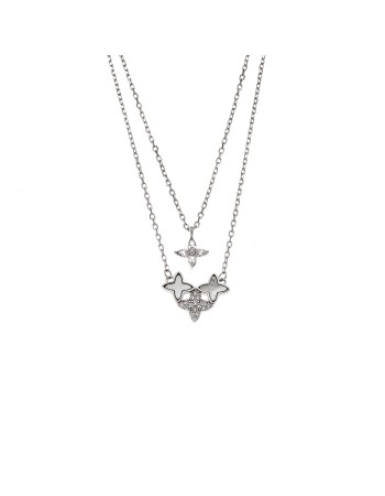 Κολιέ SENZA Αστεράκια Rhodium Plated Ασήμι 925 με Φίλντισι - SSR4471SR