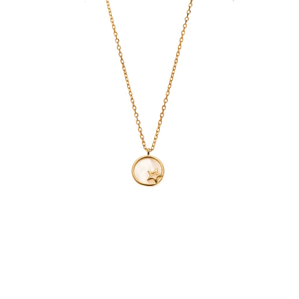 Κολιέ SENZA Αστεράκι Gold Plated Ασήμι 925 με Φίλντισι - SSR4472GD