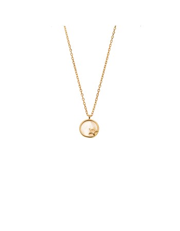 Κολιέ SENZA Αστεράκι Gold Plated Ασήμι 925 με Φίλντισι - SSR4472GD