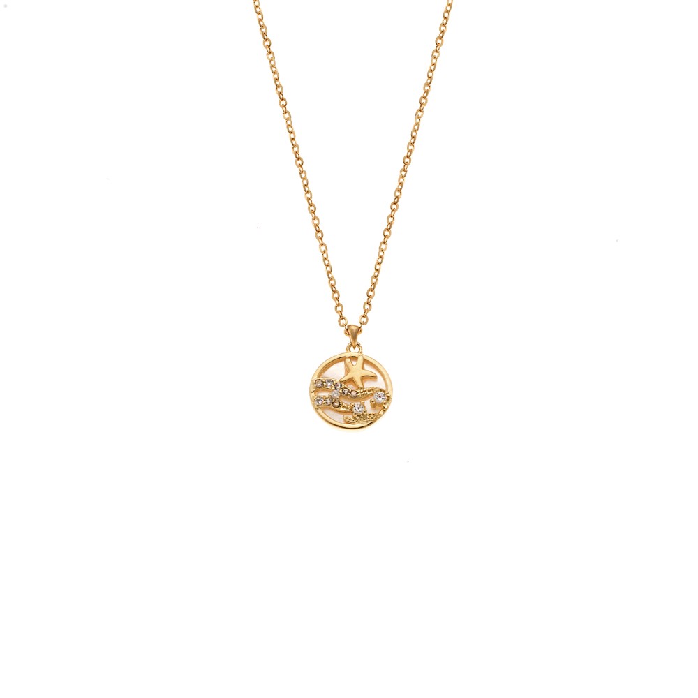 Κολιέ SENZA Αστεράκια Gold Plated Ασήμι 925 με Φίλντισι - SSR4473GD