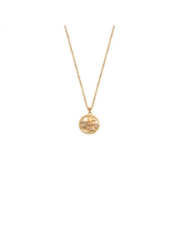 Κολιέ SENZA Αστεράκια Gold Plated Ασήμι 925 με Φίλντισι - SSR4473GD