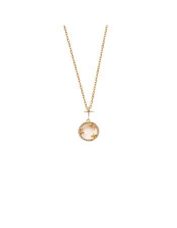 Κολιέ SENZA Αστεράκια Gold Plated Ασήμι 925 με Φίλντισι - SSR4476GD