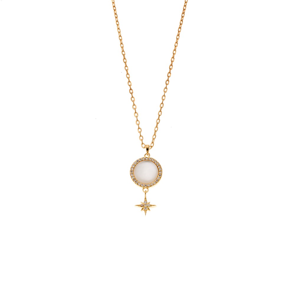 Κολιέ SENZA Αστεράκι Gold Plated Ασήμι 925 με Φίλντισι - SSR4477GD
