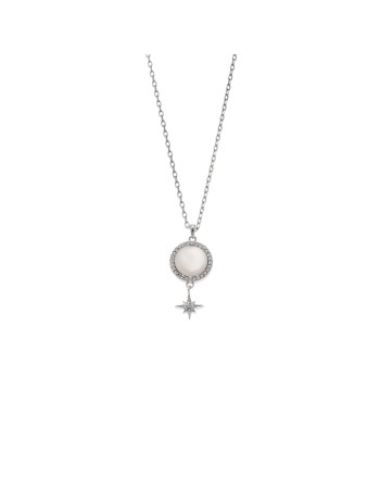 Κολιέ SENZA Αστεράκι Rhodium Plated Ασήμι 925 με Φίλντισι - SSR4477SR