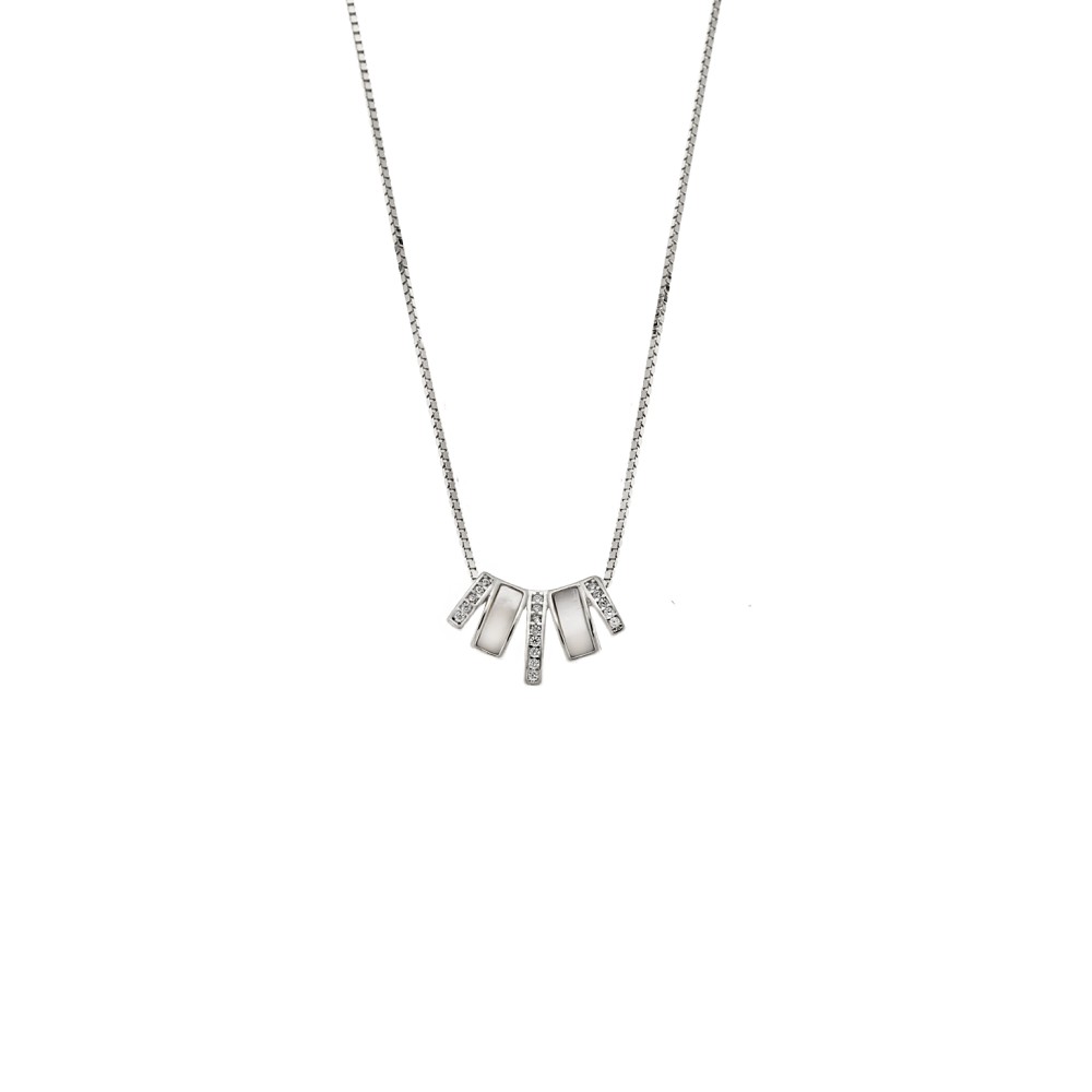 Κολιέ SENZA Rhodium Plated Ασήμι 925 με Φίλντισι - SSR4478SR