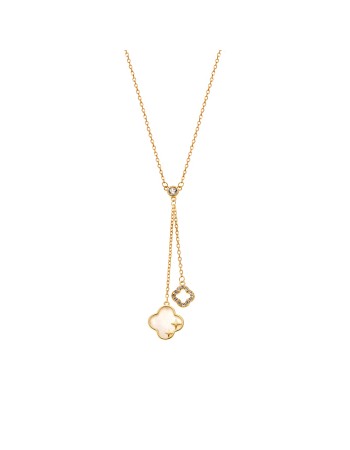 Κολιέ SENZA Gold Plated Ασήμι 925 με Φίλντισι - SSR4482GD