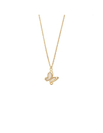 Κολιέ SENZA Πεταλούδα Gold Plated Ασήμι 925 με Φίλντισι - SSR4488GD