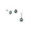 Σετ Μενταγιόν Σκουλαρίκια Γυναικείο SΕΝΖΑ Silver 925 Δάκρυ Πράσινο - SSR4494-6
