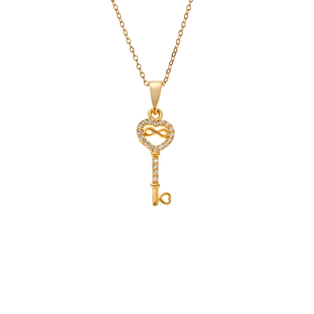 Κολιέ SENZA Κλειδί με Άπειρο Gold Plated Ασήμι 925 - SSR4495GD