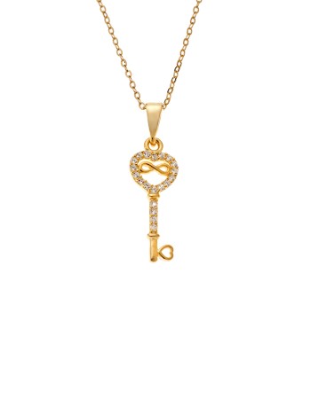 Κολιέ SENZA Κλειδί με Άπειρο Gold Plated Ασήμι 925 - SSR4495GD