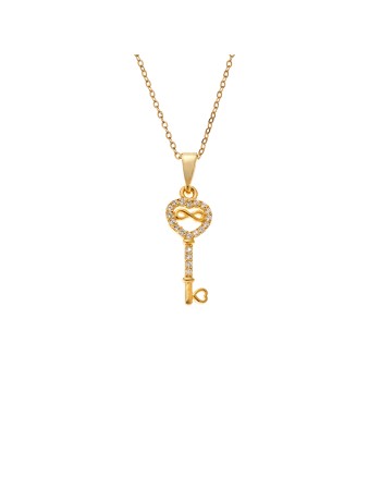 Κολιέ SENZA Κλειδί με Άπειρο Gold Plated Ασήμι 925 - SSR4495GD