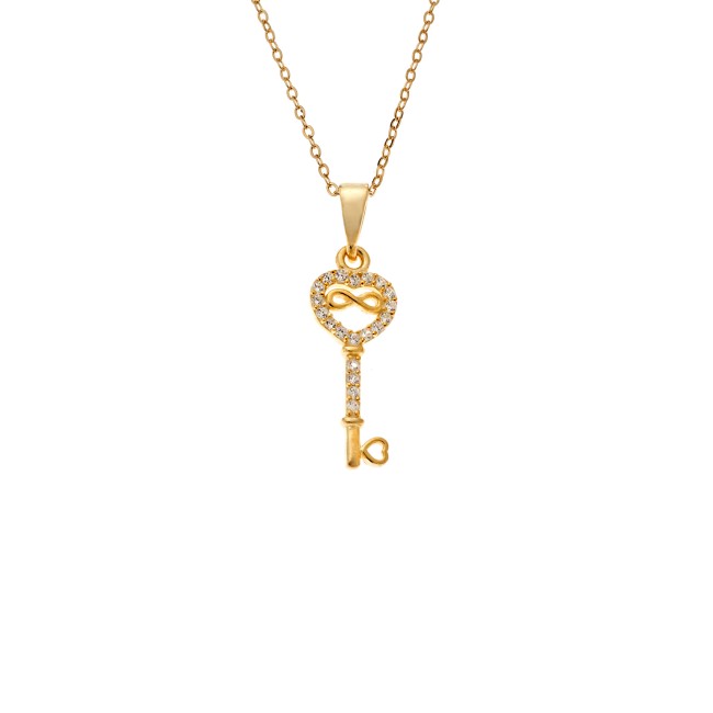 Κολιέ SENZA Κλειδί με Άπειρο Gold Plated Ασήμι 925
