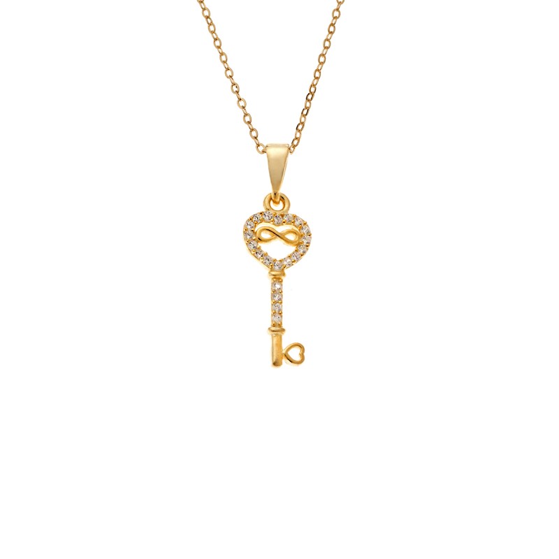 Κολιέ SENZA Κλειδί με Άπειρο Gold Plated Ασήμι 925