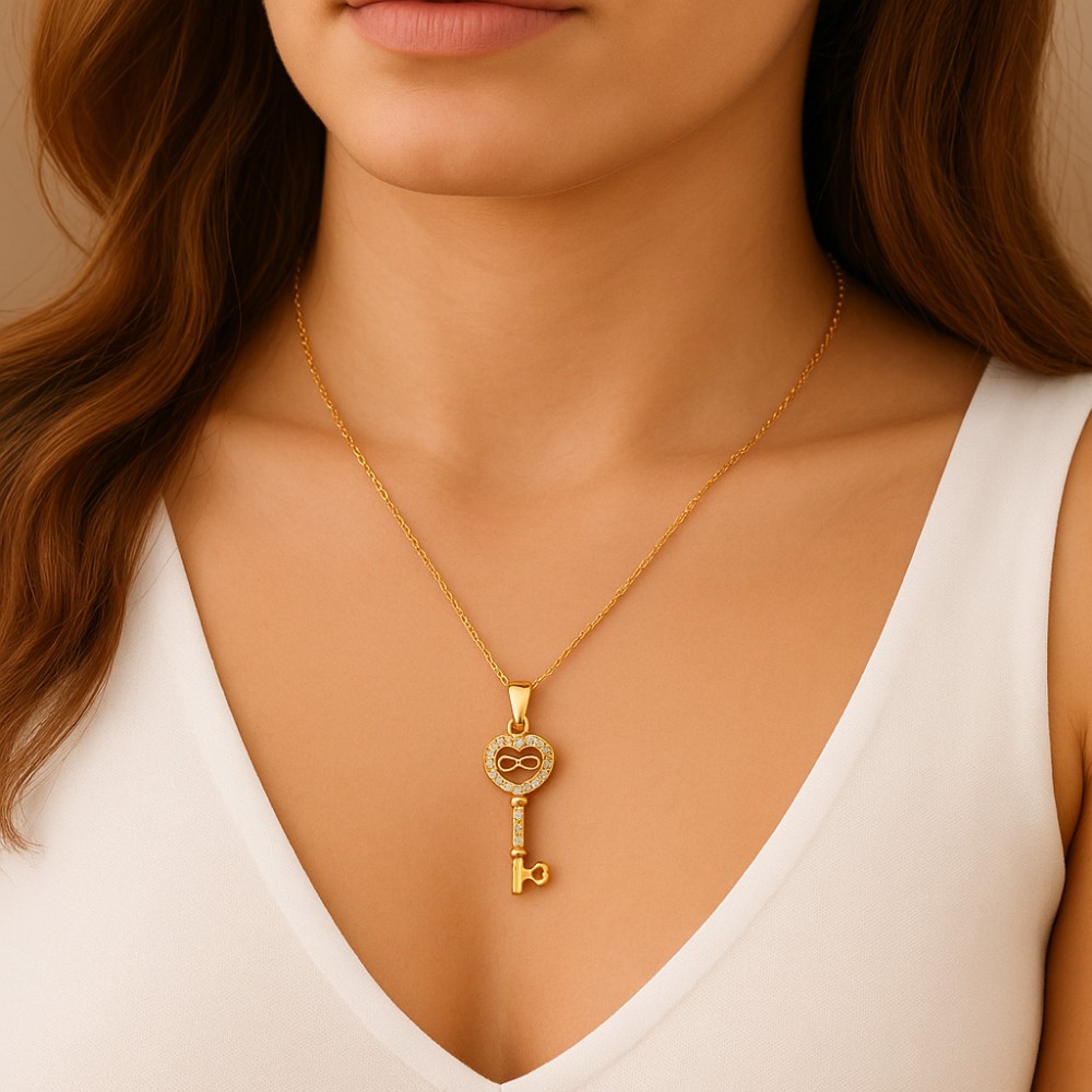 Κολιέ SENZA Κλειδί με Άπειρο Gold Plated Ασήμι 925 - SSR4495GD