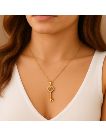 Κολιέ SENZA Κλειδί με Άπειρο Gold Plated Ασήμι 925 - SSR4495GD