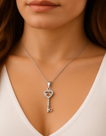 Κολιέ SENZA Κλειδί με Άπειρο Rhodium Plated Ασήμι 925 - SSR4495SR