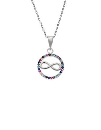 Κολιέ SENZA Άπειρο Rhodium Plated Ασήμι 925 - SSR4496SMU