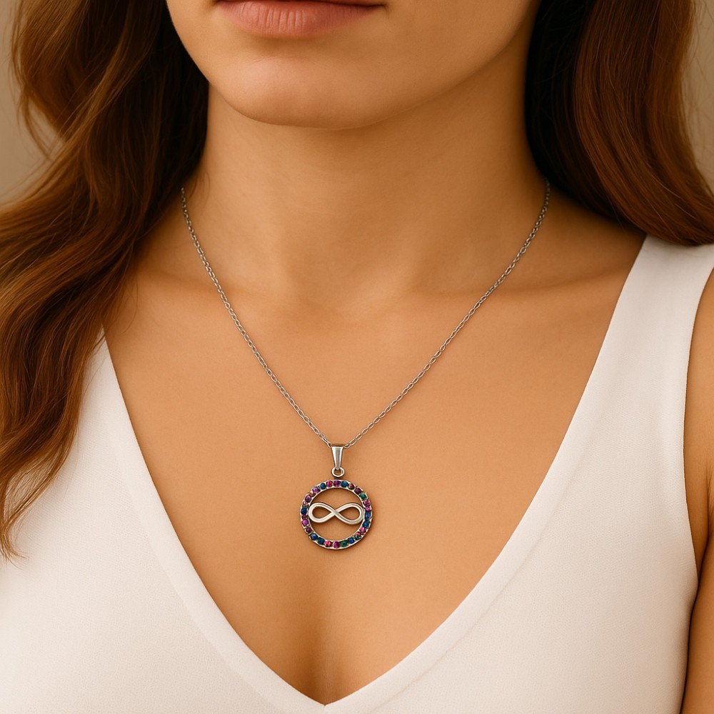 Κολιέ SENZA Άπειρο Rhodium Plated Ασήμι 925 - SSR4496SMU