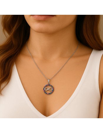 Κολιέ SENZA Άπειρο Rhodium Plated Ασήμι 925 - SSR4496SMU