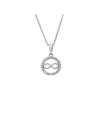 Κολιέ SENZA Άπειρο Rhodium Plated Ασήμι 925 - SSR4496SR