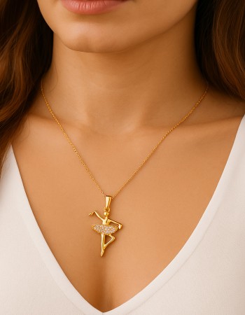 Κολιέ SENZA Μπαλαρίνα Gold Plated Ασήμι 925 - SSR4497GD