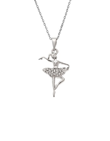 Κολιέ SENZA Μπαλαρίνα Rhodium Plated Ασήμι 925 - SSR4497SR