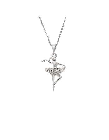 Κολιέ SENZA Μπαλαρίνα Rhodium Plated Ασήμι 925 - SSR4497SR