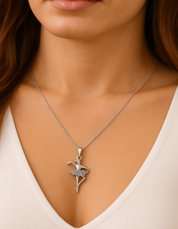 Κολιέ SENZA Μπαλαρίνα Rhodium Plated Ασήμι 925 - SSR4497SR