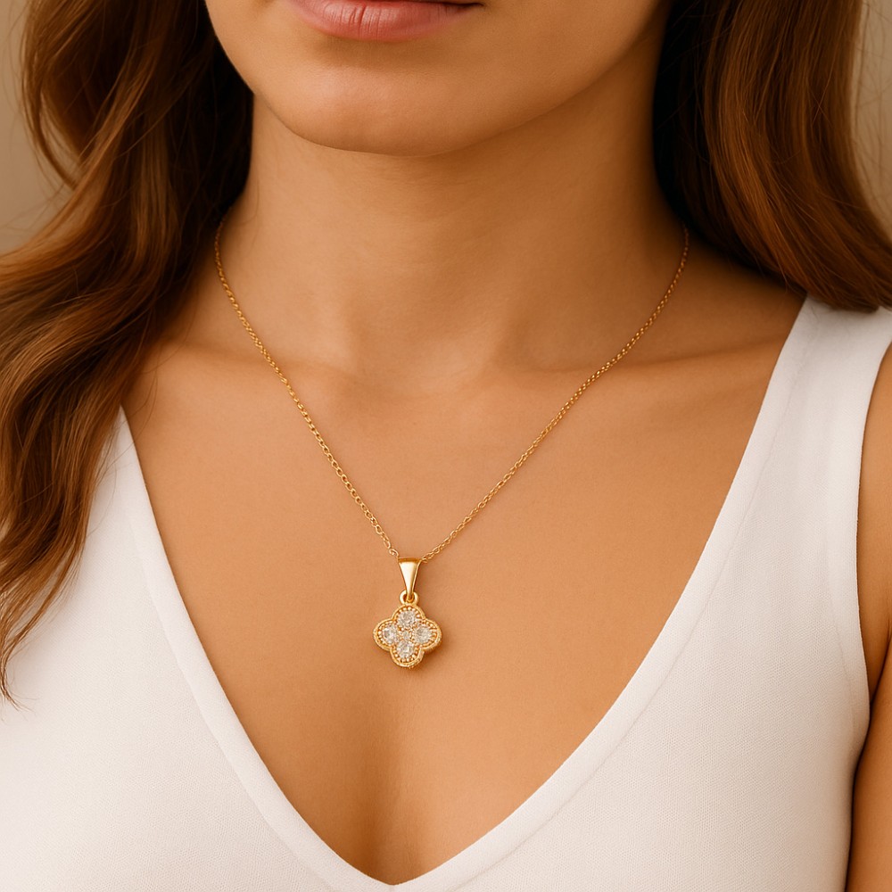 Κολιέ SENZA Λουλουδάκι Gold Plated Ασήμι 925 - SSR4498GD