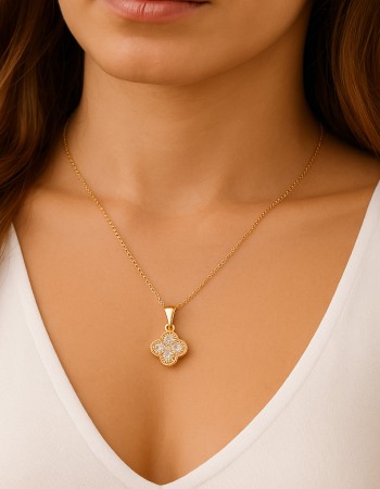 Κολιέ SENZA Λουλουδάκι Gold Plated Ασήμι 925 - SSR4498GD