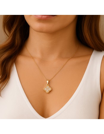 Κολιέ SENZA Λουλουδάκι Gold Plated Ασήμι 925 - SSR4498GD
