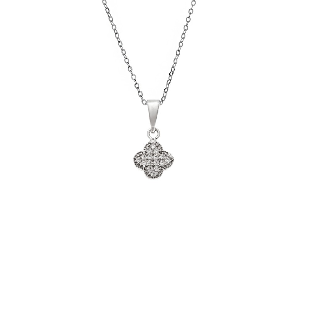 Κολιέ SENZA Λουλουδάκι Rhodium Plated Ασήμι 925 - SSR4498SR