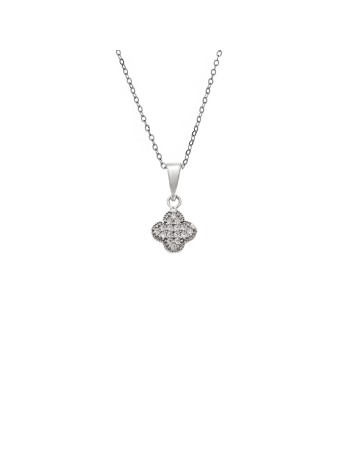 Κολιέ SENZA Λουλουδάκι Rhodium Plated Ασήμι 925 - SSR4498SR