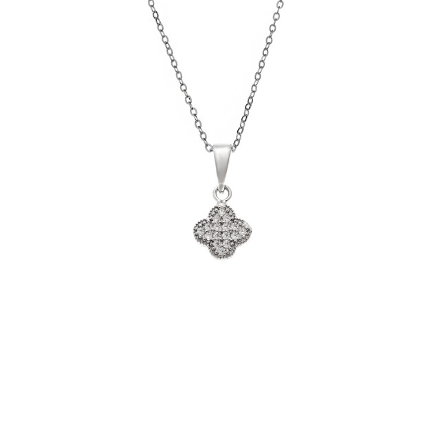 Κολιέ SENZA Λουλουδάκι Rhodium Plated Ασήμι 925 - SSR4498SR