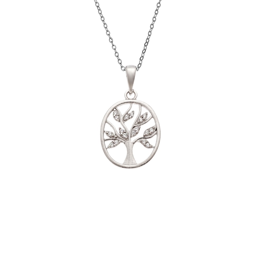 Κολιέ SENZA Δέντρο της Ζωής Rhodium Plated Ασήμι 925 - SSR4499SR
