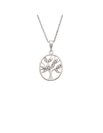 Κολιέ SENZA Δέντρο της Ζωής Rhodium Plated Ασήμι 925 - SSR4499SR