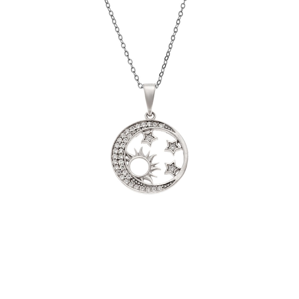 Κολιέ SENZA Ήλιος με Αστεράκια Rhodium Plated Ασήμι 925 - SSR4500SR